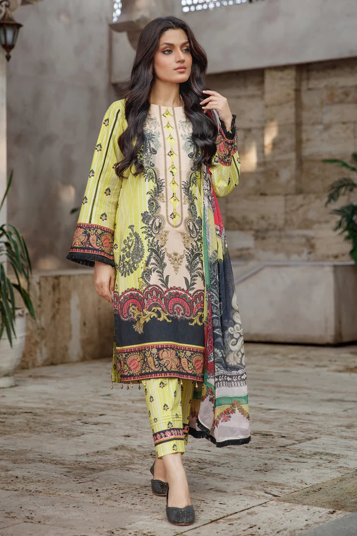 Dastaan – Cotton 3Pcs Unstitch Suit – Noorangi – Cotton