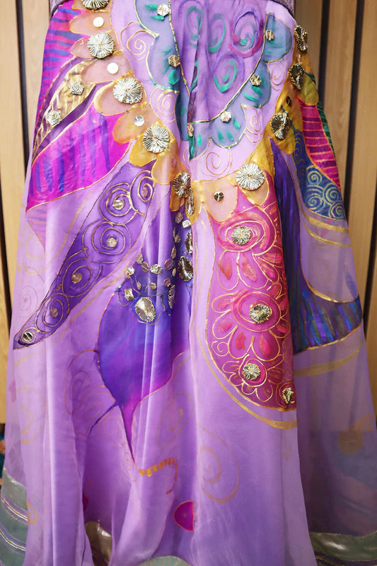 Pastel Purple Designer Lehenga– Semi Stitched – 1 piece – Noorangi – Organza