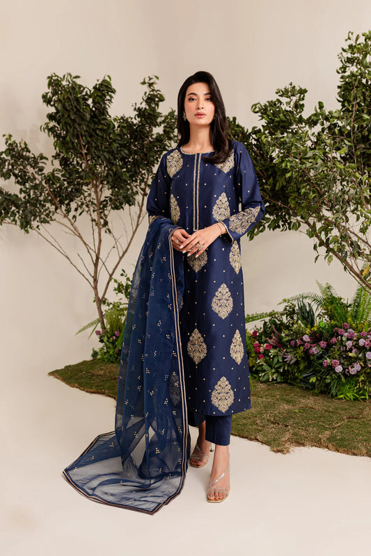 BLUE IMPERIAL EMBROIDERED 3PC FLAT 60%OFF