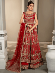 QALB ( Red Lehenga & Choli ) BIG Discount – Noorangi – Net