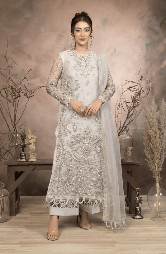 Irana - Net and Rawsilk - Light Gray