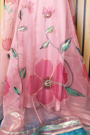 Tea Pink Lehenga Choli Set (Complimentary Potli Bag) – Semi Stitched – Noorangi – Jamawar