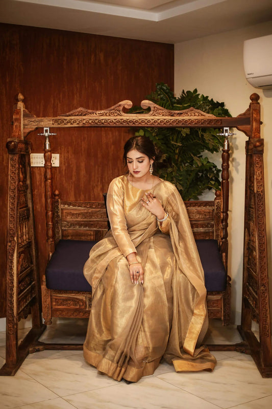 Golden Girl Saree (Stitched + Unstitched) – Noorangi – Silk – Saree