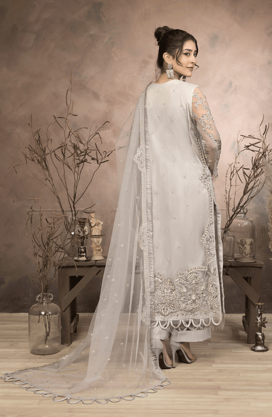 Irana - Net and Rawsilk - Light Gray