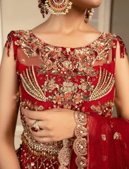 QALB ( Red Lehenga & Choli ) BIG Discount – Noorangi – Net