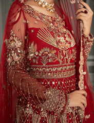 QALB ( Red Lehenga & Choli ) BIG Discount – Noorangi – Net