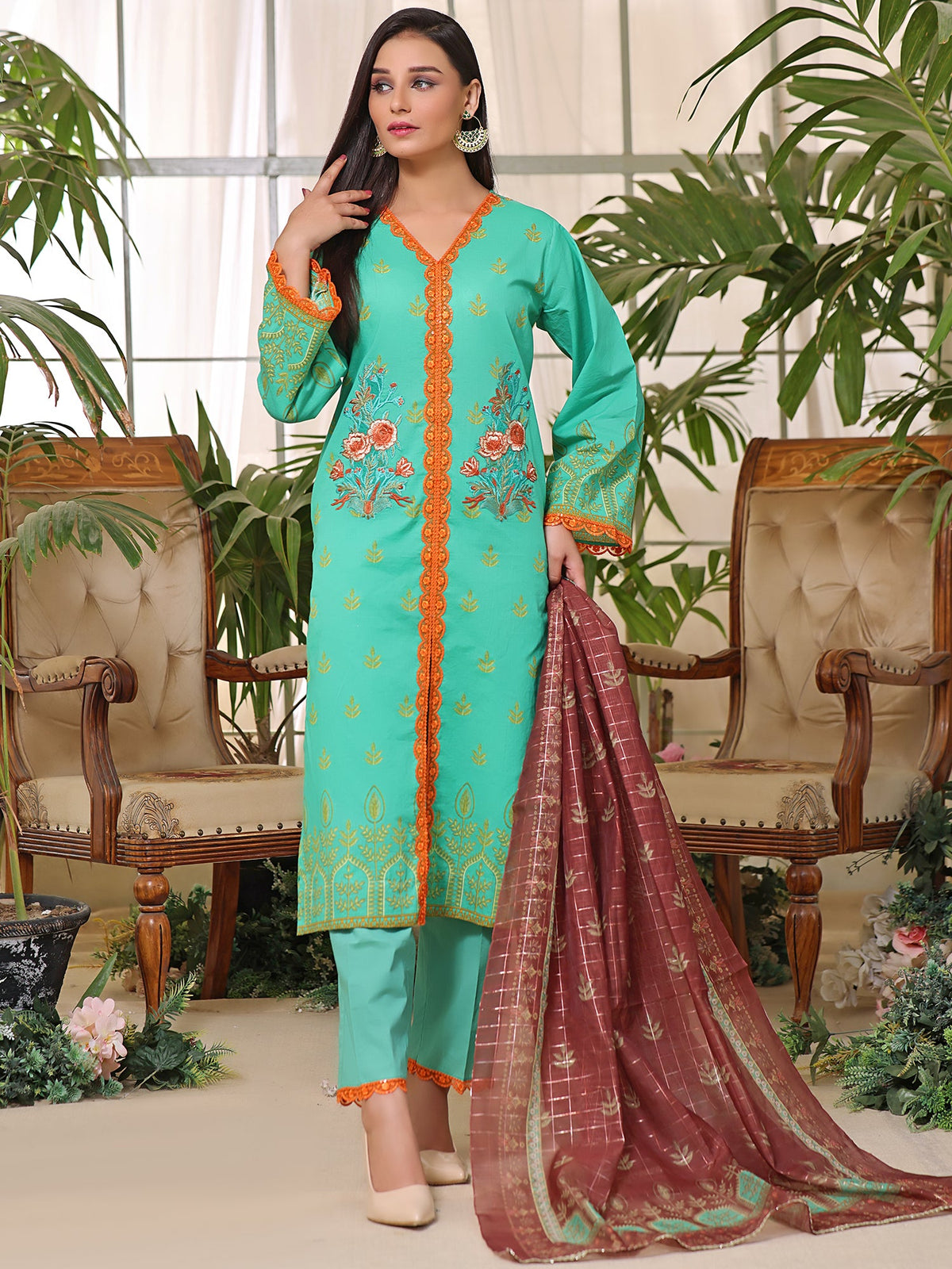 Turquoise | 3-Piece Suit | Lawn | Unstitched