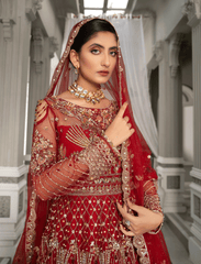 QALB ( Red Lehenga & Choli ) BIG Discount – Noorangi – Net