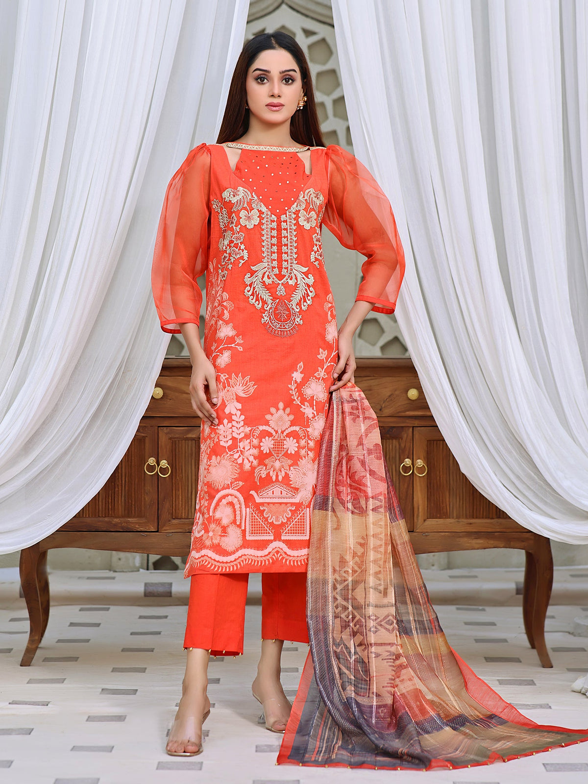 Tangerine | 3-Piece Suit | Lawn | Unstitched