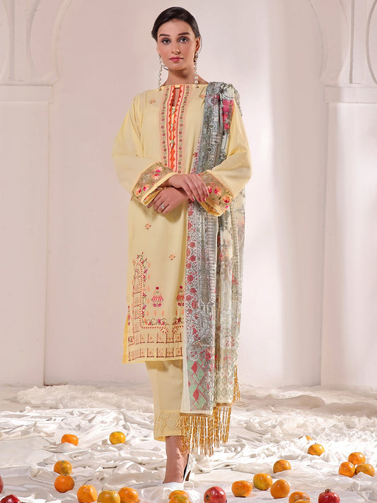 Lemon Yellow | 3-Piece Suit | Lawn | Unstitched