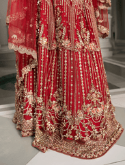 QALB ( Red Lehenga & Choli ) BIG Discount – Noorangi – Net