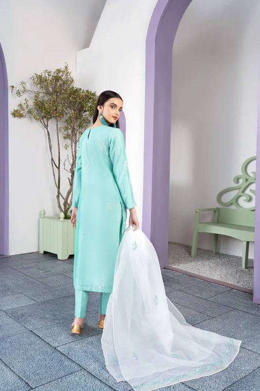 Fasaan e Chikankari – Aquamarine – Stitched – Noorangi – Paper Lawn Cotton