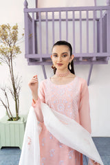 Fasaan e Chikankari – Pink – Stitched – Noorangi – Paper Lawn Cotton