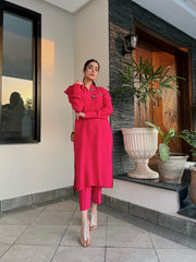 Pink Puffy Sleeves Raw Silk