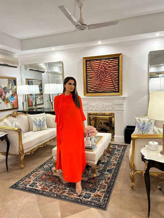 Orange Blend Drape (two pc) Momina Ammar