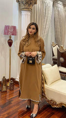 1 Camel Brown Embroidered Two Pc