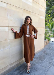 Dark Brown Embroidered Two Pc