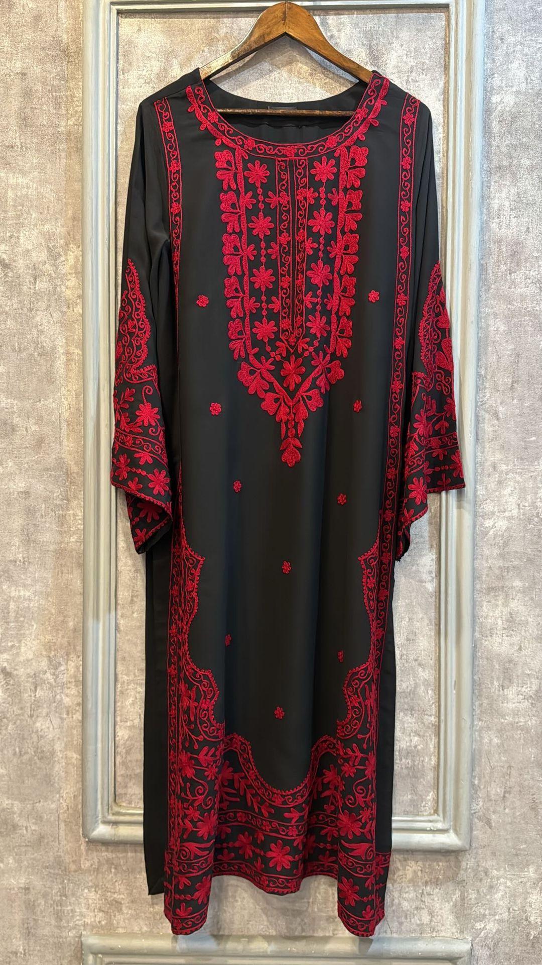 Red Embroidered Two Pc