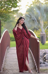 Velvet Silk Kaftan Maroon