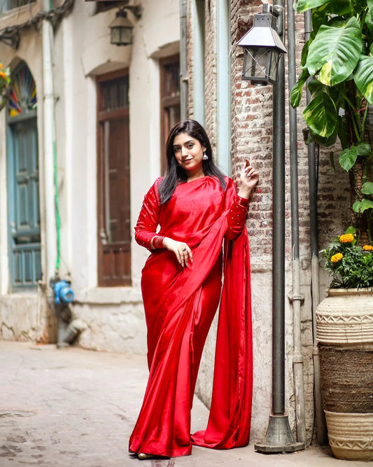 Ruby Red Saree – Noorangi – Silk