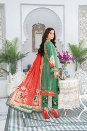 AKHRAAZ - Dark Green - SHAAD BY NOORANGI- LAWN COLLECTION 2022 noorangi
