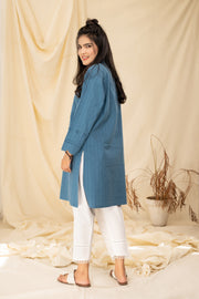 GROOYY BLUE - PRET KURTI - CASUAL TOP - CASUAL SHIRT - KURTI noorangi
